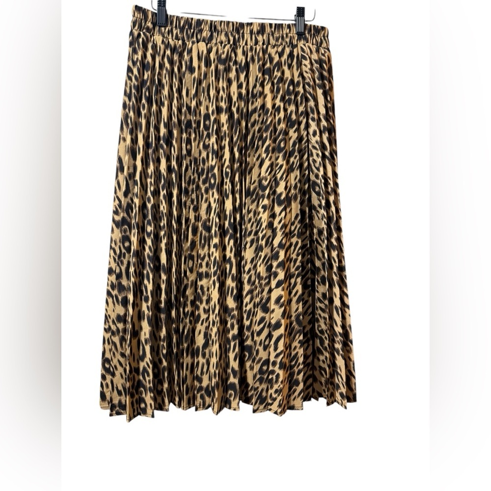 Women’s Chartou Chic Elastic High Waisted A Line Leopard Print Pleated Shirring